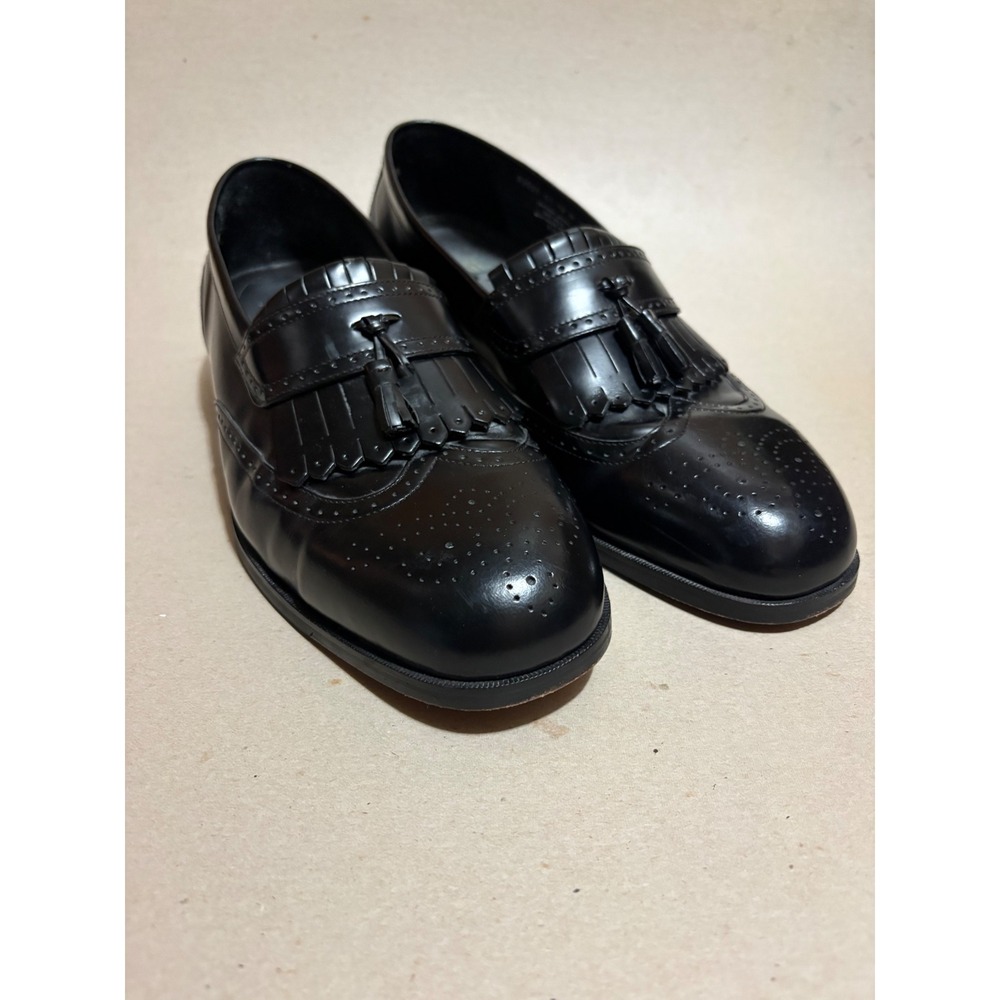 Nunn Bush Mens Black Leather Wingtip Kiltie Tassel Loafers Dress Flex 14 M 83525